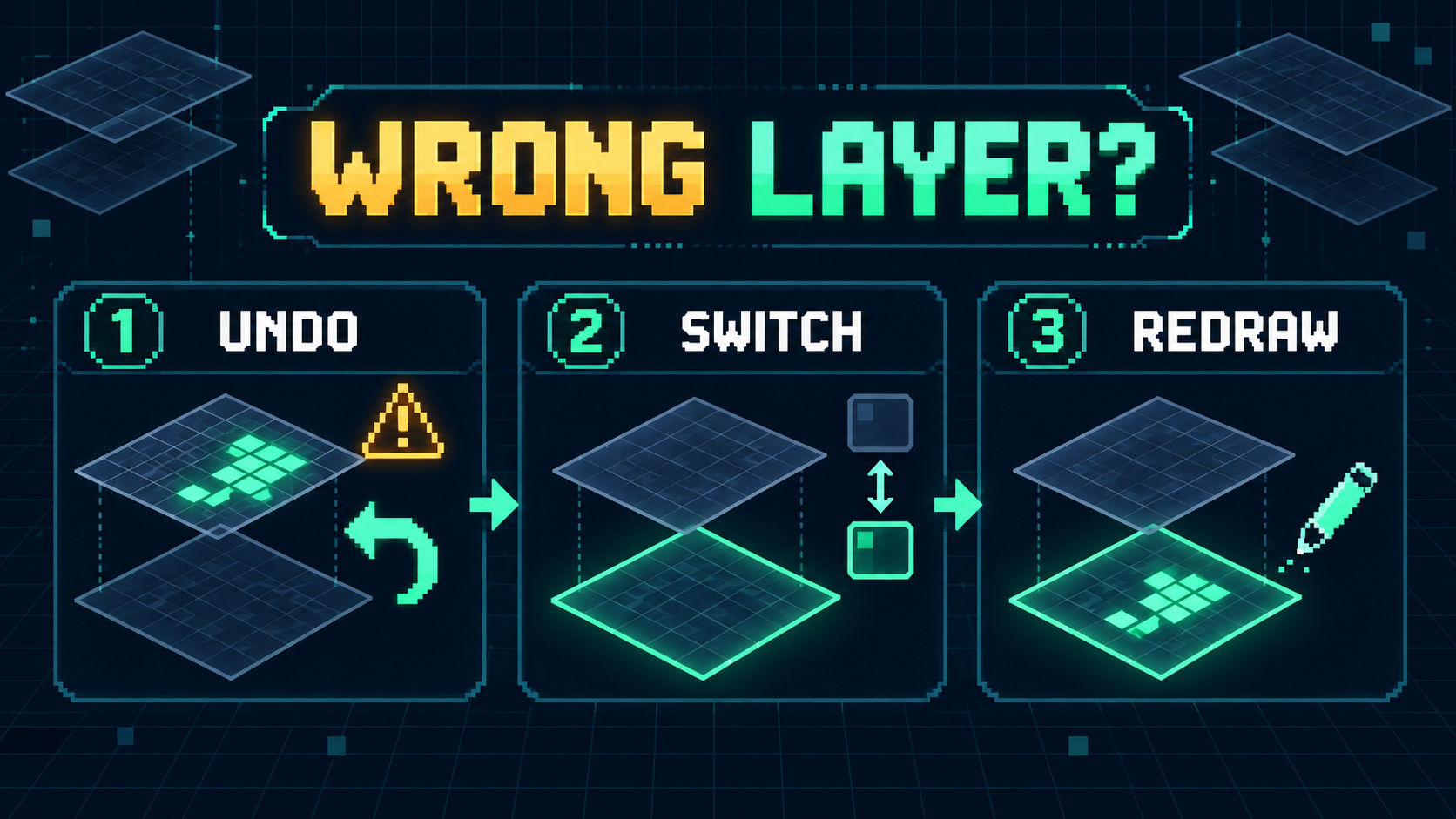 Three-step Minecraft skin layer recovery: undo, switch, and redraw